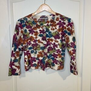 J. Jill Multicolor Floral Cropped Cardigan